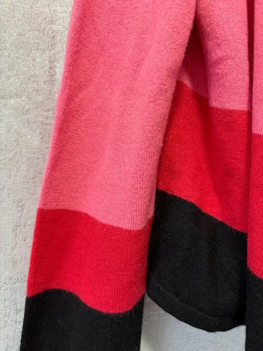 J. Jill Pink Red Black Open-Front Colorblock Cardigan